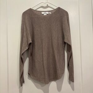Magaschoni Womens Small Taupe Brown Cashmere Blend Long Sleeve Knit Sweater